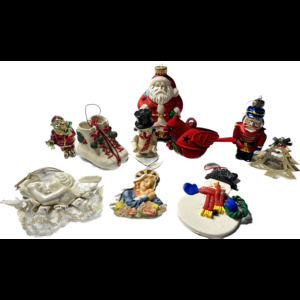 Mixed Lot of 10 Christmas Tree Ornaments Santa Cardinal Angel Mary Jesus Snowman